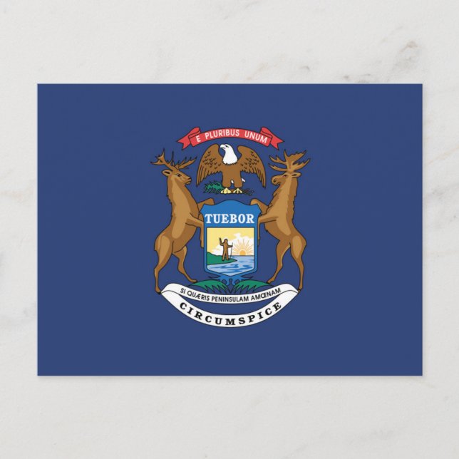Carte Postale Drapeau d'État du Michigan, États-Unis (Devant)