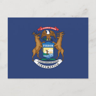 Carte Postale Drapeau d'État du Michigan, États-Unis