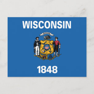 Carte Postale Drapeau d'État du Wisconsin, États-Unis