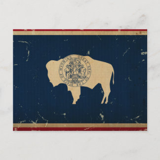 Carte Postale Drapeau d'État du Wyoming VINTAGE