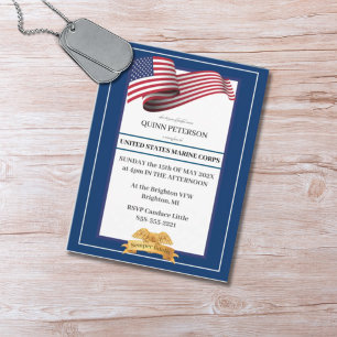 Carte Postale Drapeau d'invitation à la retraite militaire Crête