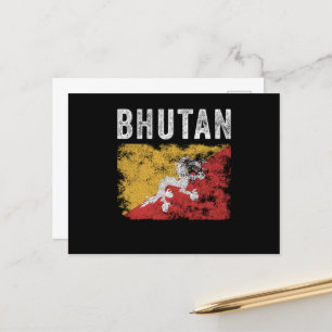 Carte Postale Drapeau du Bhoutan en détresse - Drapeau du Bhouta