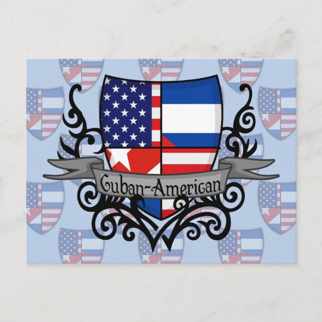Carte Postale Drapeau du Bouclier cubain-américain (Devant)
