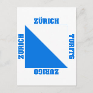 Carte Postale Drapeau du canton de Zurich Suisse