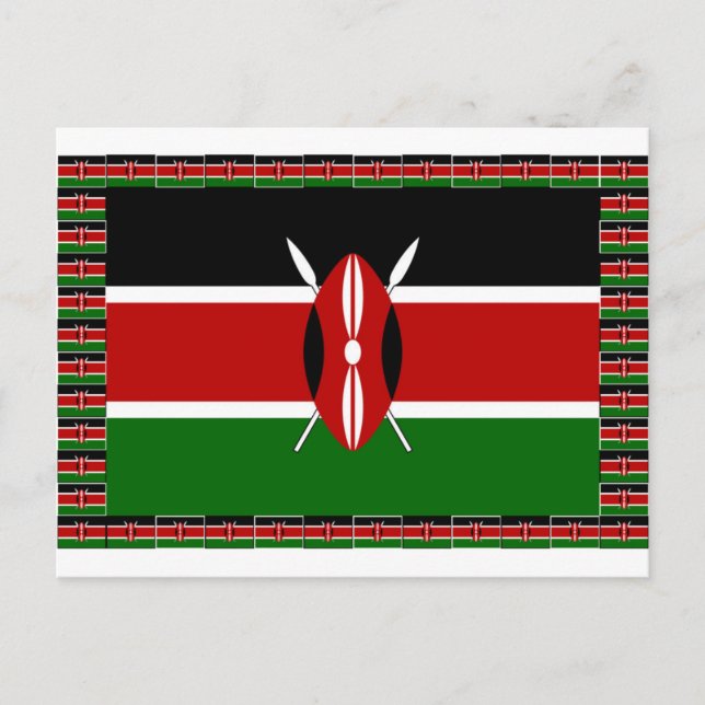Carte Postale Drapeau du Kenya : avec cadre de drapeau miniature (Devant)