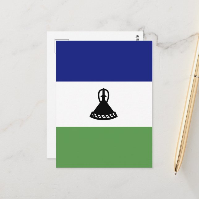 Carte Postale Drapeau du Lesotho (Devant/Arrière en situation)