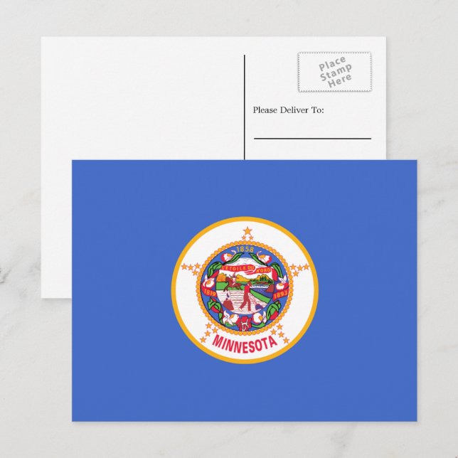 Carte Postale Drapeau du Minnesota, Drapeau du Minnesota (Devant / Derrière)