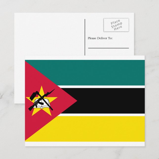 Carte Postale Drapeau du Mozambique (Devant / Derrière)