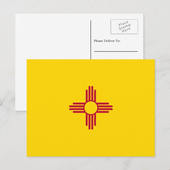 Carte Postale Drapeau du Nouveau-Mexique, Drapeau du Nouveau-Mex (Devant / Derrière)