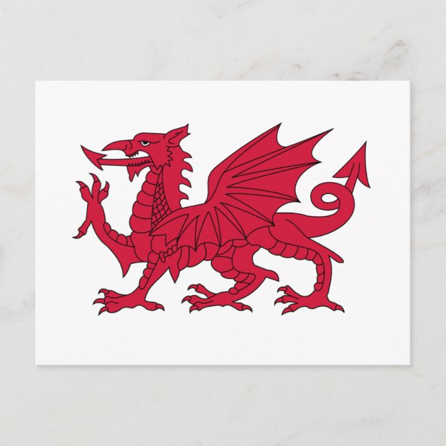 Carte Postale Drapeau du Pays de Galles - Le Dragon Rouge - Bane (Devant)