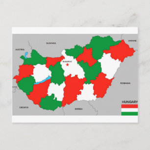 Carte Postale drapeau du pays de hongrie