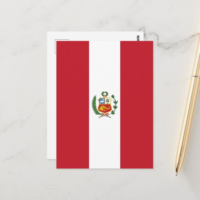 Carte Postale Drapeau du Pérou (Devant/Arrière en situation)
