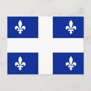 Carte Postale Drapeau du Québec PQ Qc avec fleur de lys