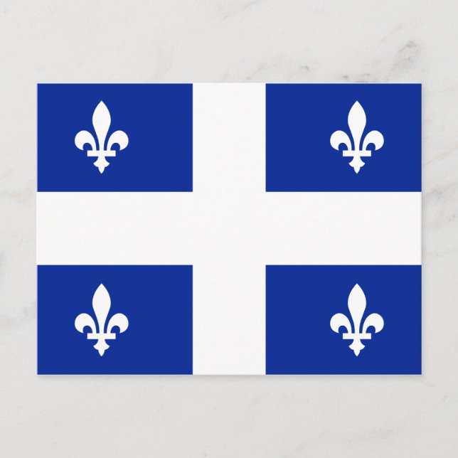 Carte Postale Drapeau du Québec PQ Qc avec fleur de lys (Devant)