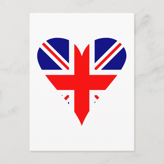 Carte Postale Drapeau du Royaume-Uni Coeur funky (Devant)