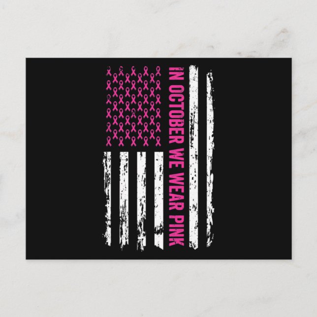 Carte Postale Drapeau Du Ruban Sensibilisation Au Cancer Du Sein (Devant)
