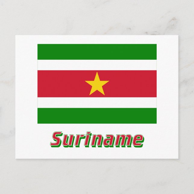 Carte Postale Drapeau du Suriname avec nom (Devant)