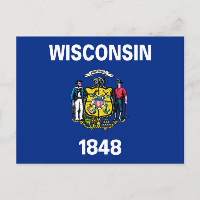 Carte Postale Drapeau du Wisconsin (Devant)