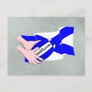 Carte Postale Drapeau écossais Rugby Ball Supporters Dessin Main