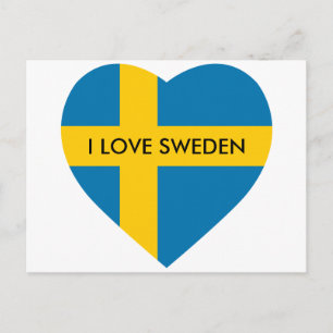 CARTE POSTALE DRAPEAU EN FORME DE COEUR SUÈDE