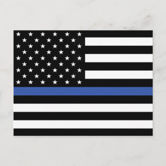 CARTE POSTALE DRAPEAU EN LIGNE BLEUE MINCE
