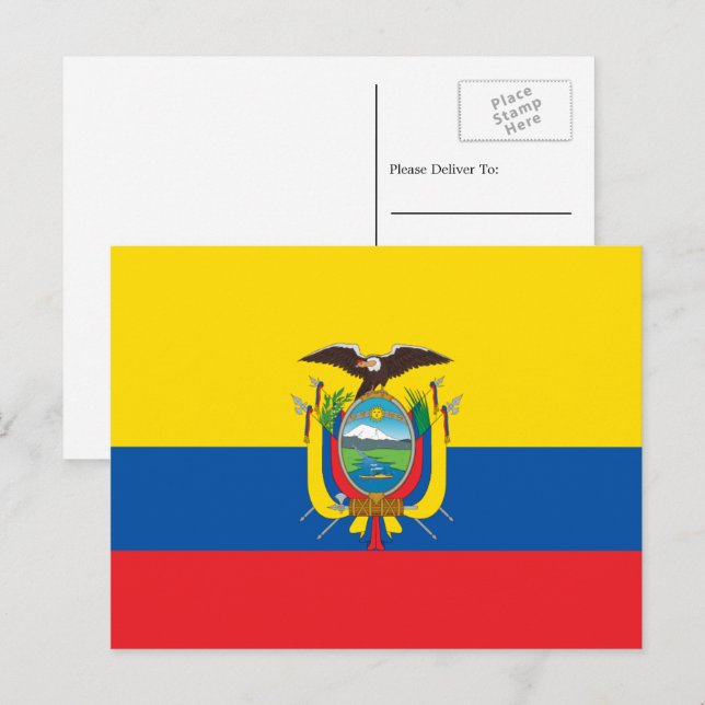 Carte Postale Drapeau équatorien, Drapeau de l'Équateur (Devant / Derrière)