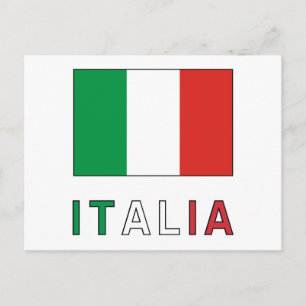 Carte Postale Drapeau et mot Italia