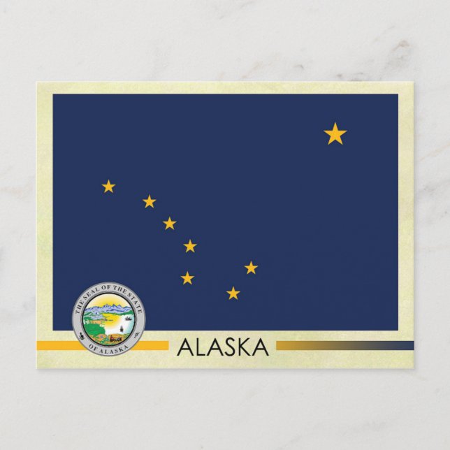 Carte Postale Drapeau et phoque de l'état de l'Alaska (Devant)