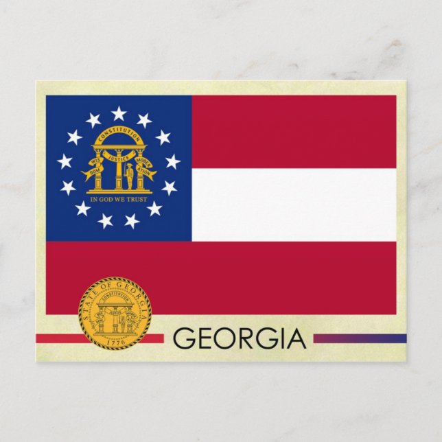 Carte Postale Drapeau et sceau de l'État de Géorgie (Devant)