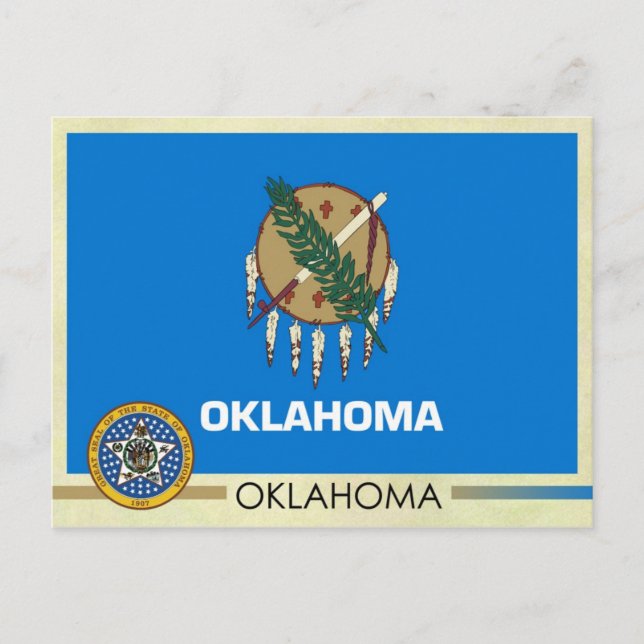 Carte Postale Drapeau et sceau de l'État de l'Oklahoma (Devant)