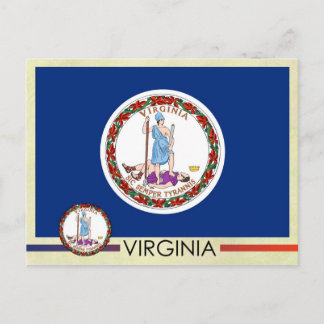 Carte Postale Drapeau et sceau de l'État de Virginie