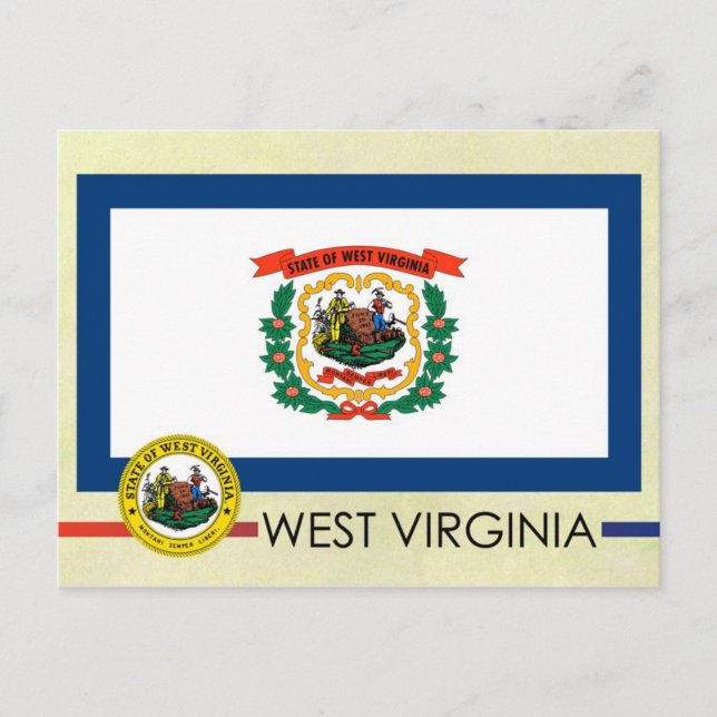 Carte Postale Drapeau et sceau de l'État de Virginie-Occidentale (Devant)