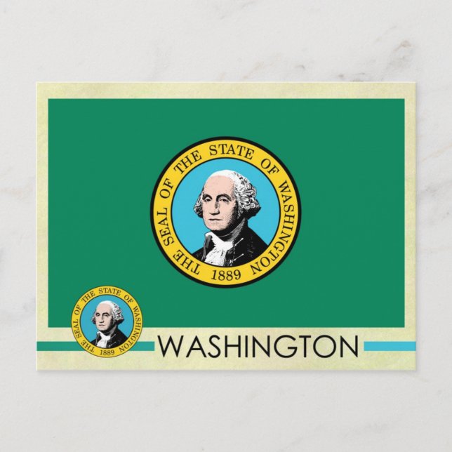 Carte Postale Drapeau et sceau de l'État de Washington (Devant)