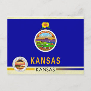 Carte Postale Drapeau et sceau de l'État du Kansas