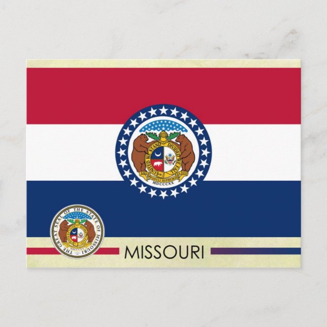 Carte Postale Drapeau et sceau de l'État du Missouri (Devant)