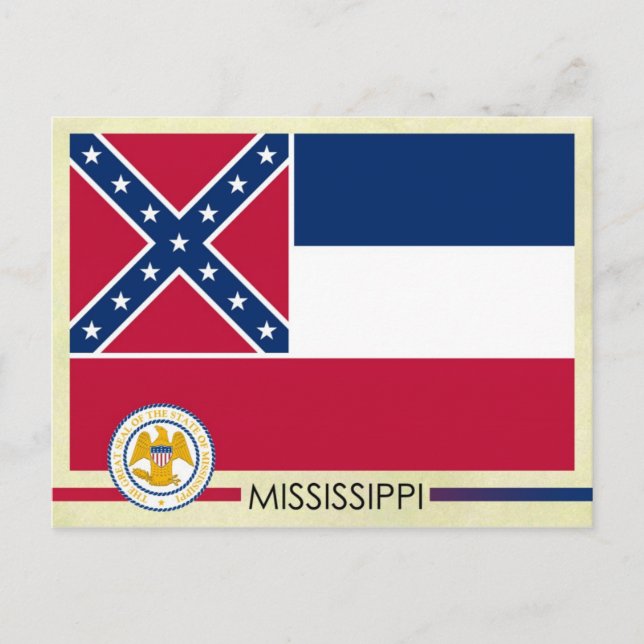 Carte Postale Drapeau et sceau du Mississippi (Devant)