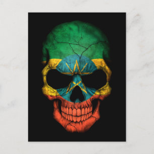 Carte Postale Drapeau éthiopien sur noir