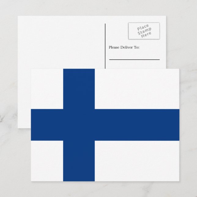 Carte Postale Drapeau finlandais, Drapeau finlandais (Devant / Derrière)