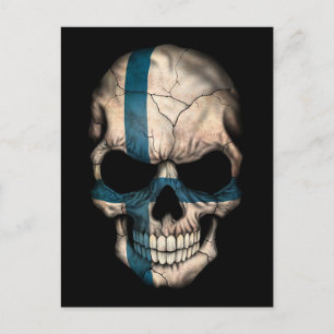 Carte Postale Drapeau finlandais sur noir