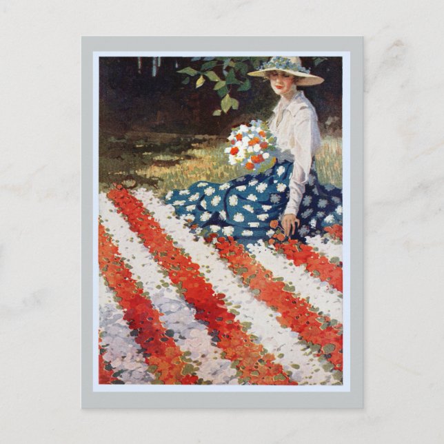 CARTE POSTALE DRAPEAU FLEURI "JARDIN PATRIOTIQUE" (Devant)