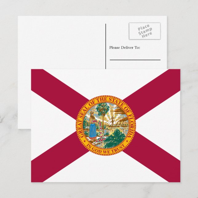 Carte Postale Drapeau floridien, Drapeau de Floride (Devant / Derrière)