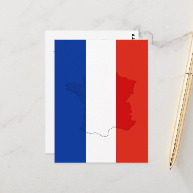 Carte Postale Drapeau français (Devant/Arrière en situation)