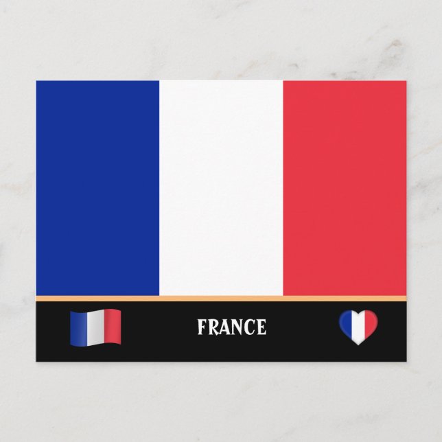 Carte Postale Drapeau français et voyage en France (Devant)