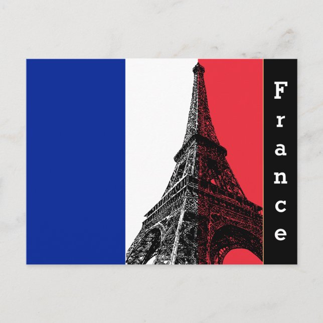 Carte Postale Drapeau français & Tour Eiffel - France /fans spor (Devant)