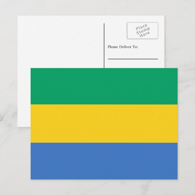 Carte Postale Drapeau gabonais, Drapeau du Gabon (Devant / Derrière)