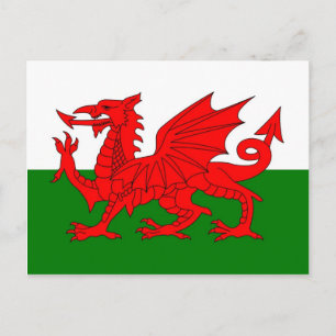 Carte Postale Drapeau gallois dragon rouge gallois
