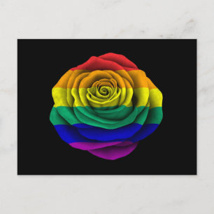 Carte Postale Drapeau Gay pride arc-en-ciel sur noir