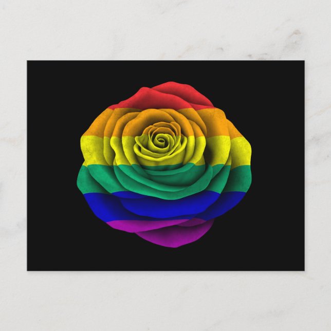 Carte Postale Drapeau Gay pride arc-en-ciel sur noir (Devant)