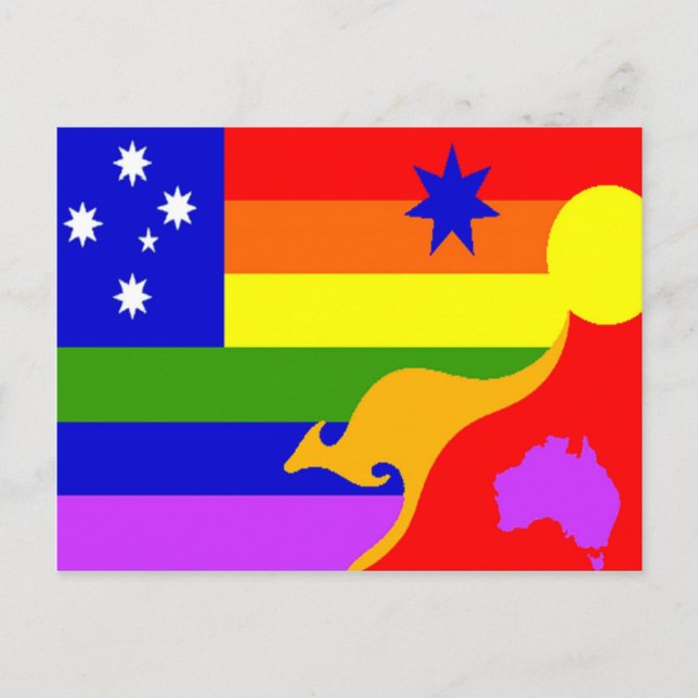 Carte Postale Drapeau Gay pride australien (Devant)