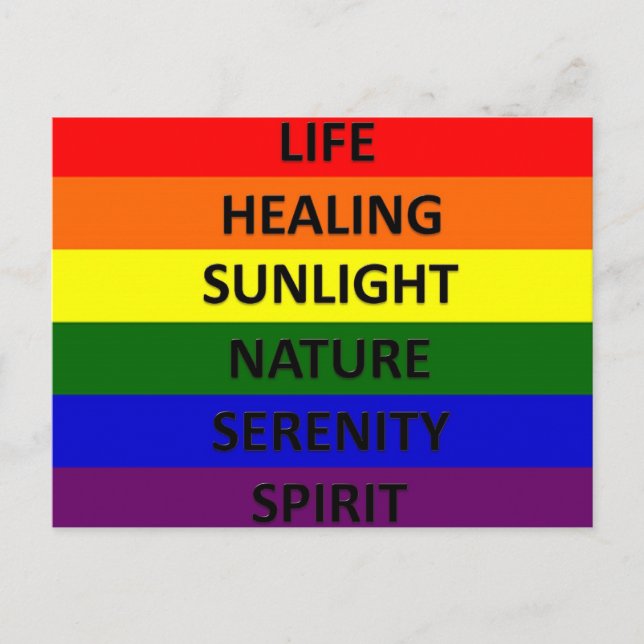 Carte Postale Drapeau gay pride avec significations (Devant)